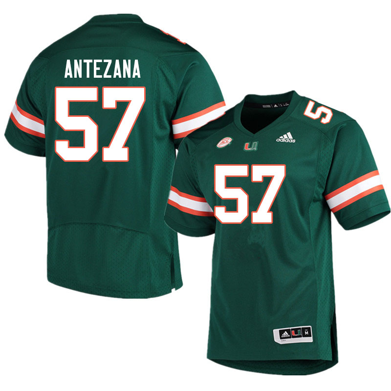 Men #57 Matt Antezana Miami Hurricanes College Football Jerseys Sale-Green